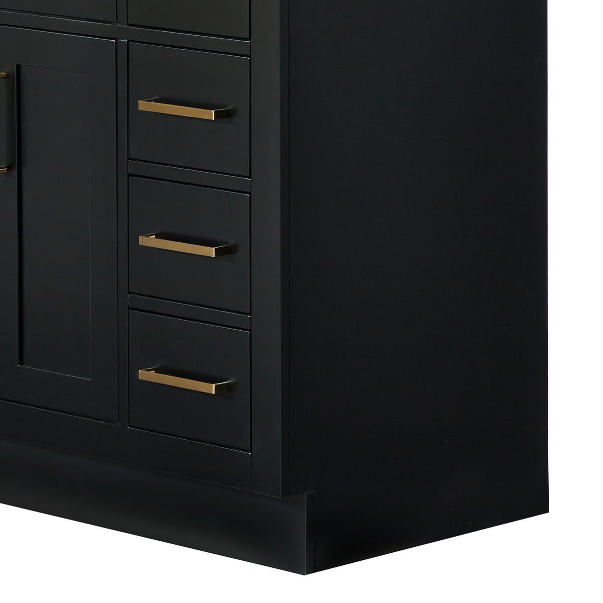 DKB Beckford 42-Inch White Bathroom Vanity with Sink, Solid Wood Base Cabinet, 1.5" White Quartz Countertop, Rectangular Sink, 2 Soft Closing Doors, 9 Drawers