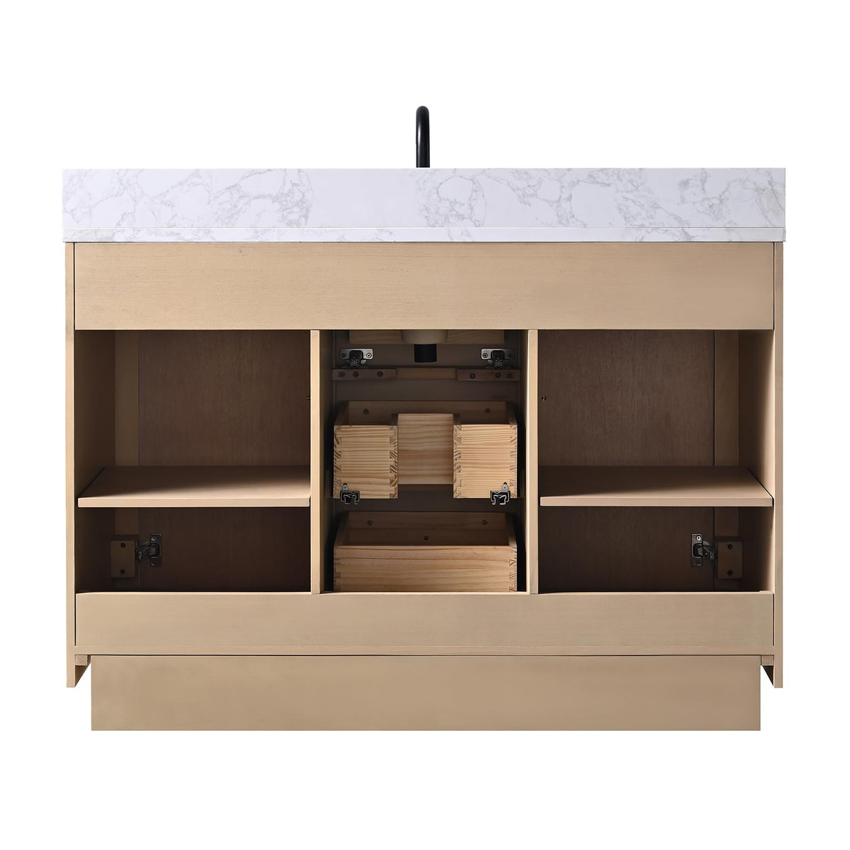 HOMEBEYOND 72" Bathroom Vanity with Double Sink & Ceramic Top, MDF Material Vanity Cabinet with Basin Combo, Soft-Closing Doors, Removable Shelf, Backsplash, Tan