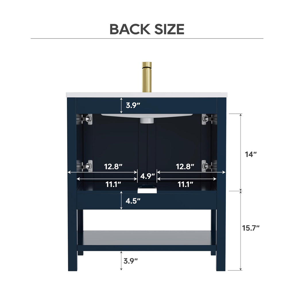 36 Inch Modern Bathroom Vanity with Sink, Black