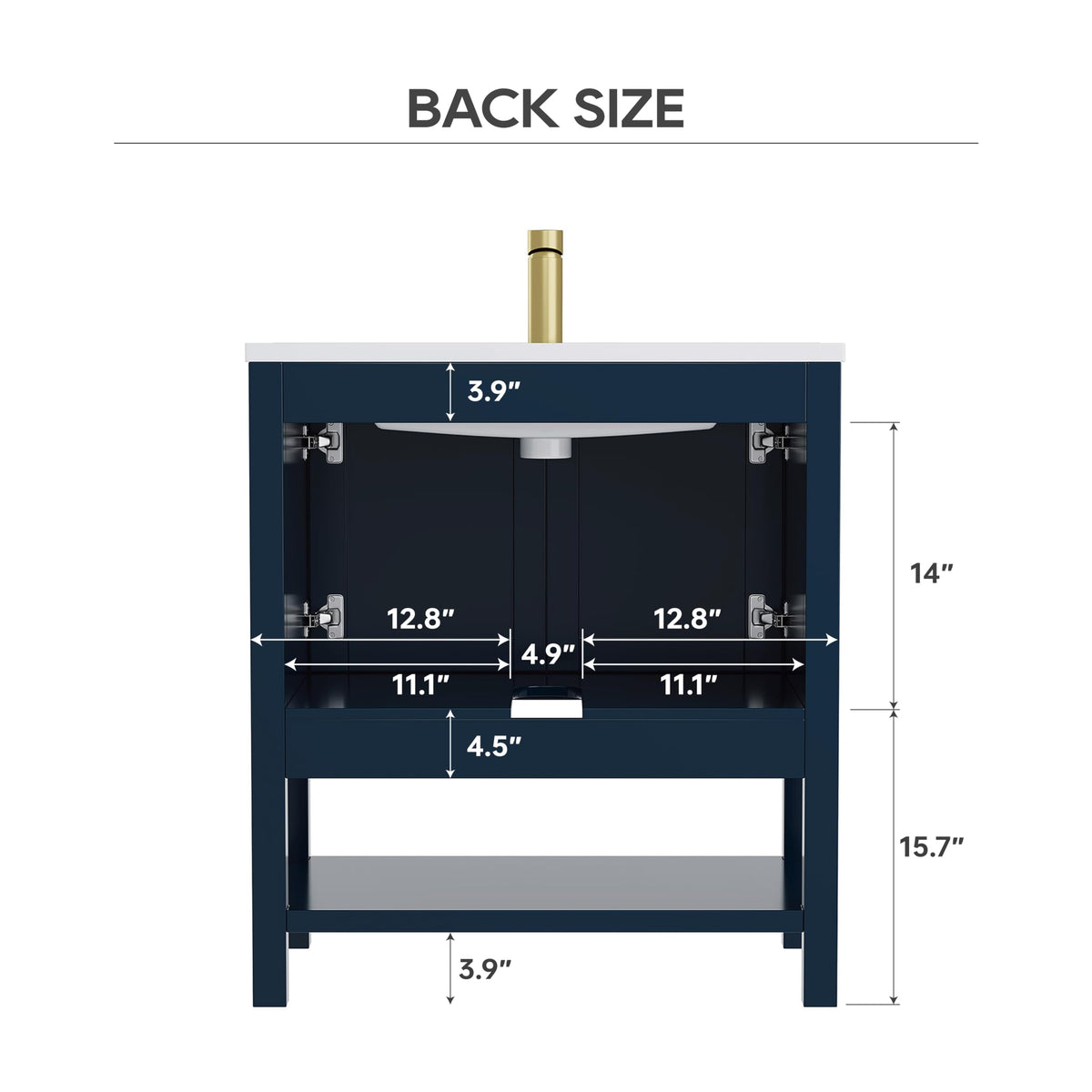 36 Inch Modern Bathroom Vanity with Sink, Black