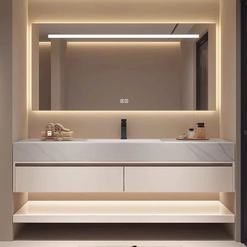 72" Bathroom Vanity with Double Sink, Fully Assembled, White