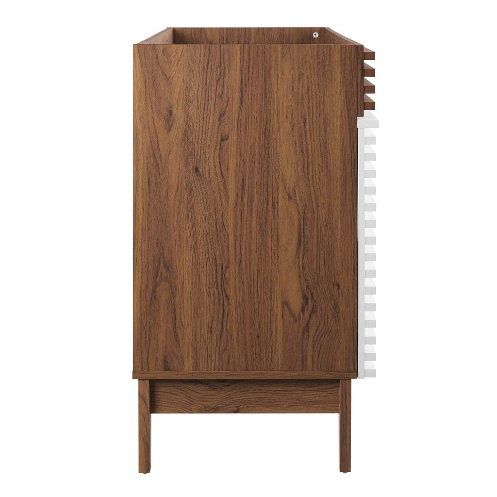 Modway Render Mid-Century Bathroom Vanity With Sink in Walnut White,24 Inch