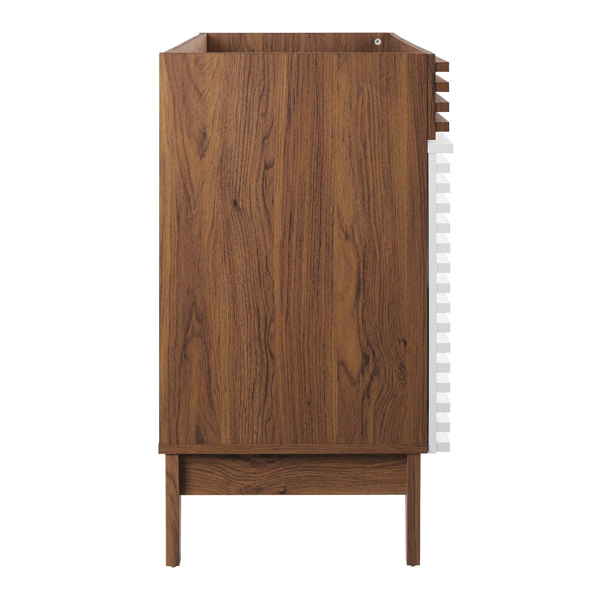 Modway Render Mid-Century Bathroom Vanity With Sink in Walnut White,24 Inch