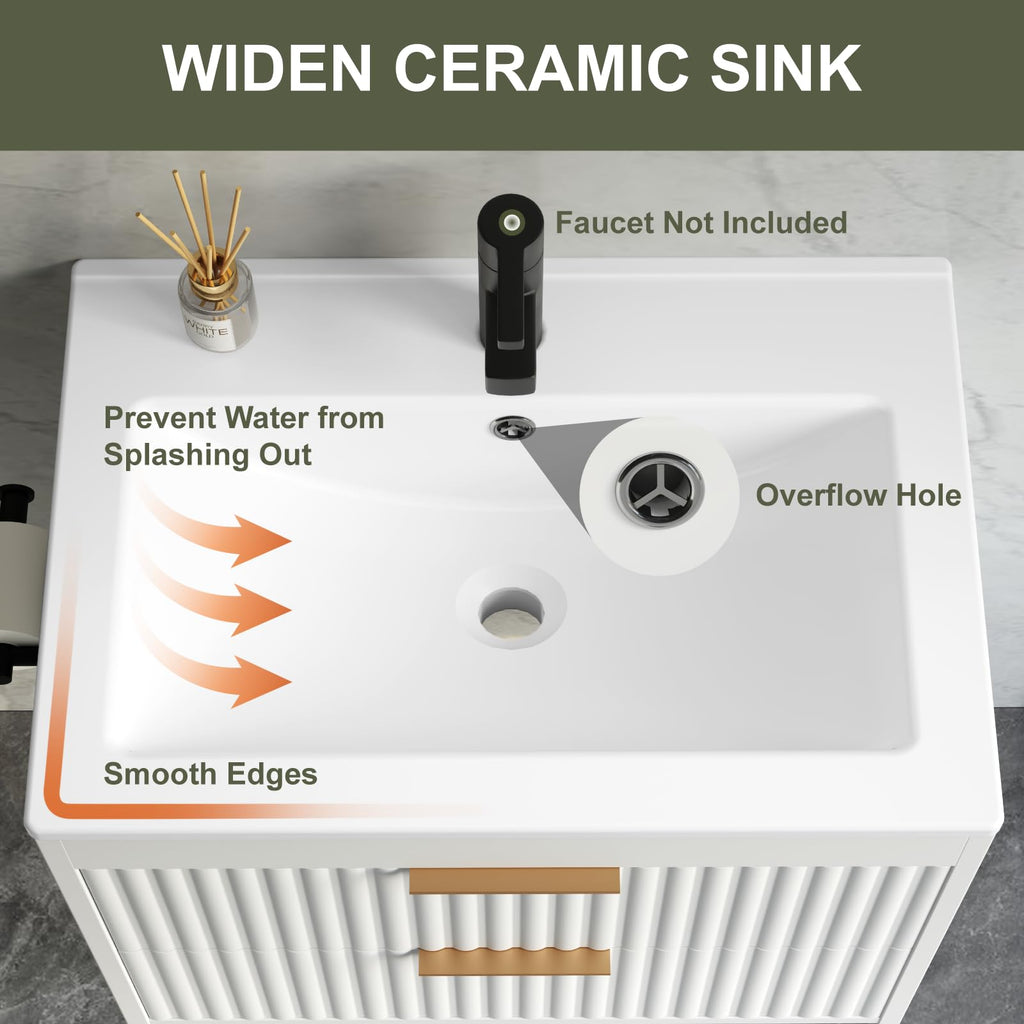 30" Bathroom Vanity with Sink, Wall Mounted Cabinet, Black