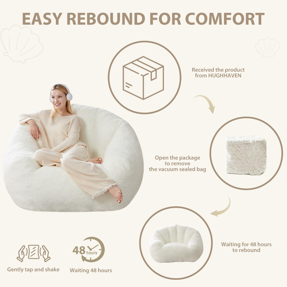 HUGHEAVEN Max Giant Bean Bag Chair, Bean Bag Sofa for Adults & Teens