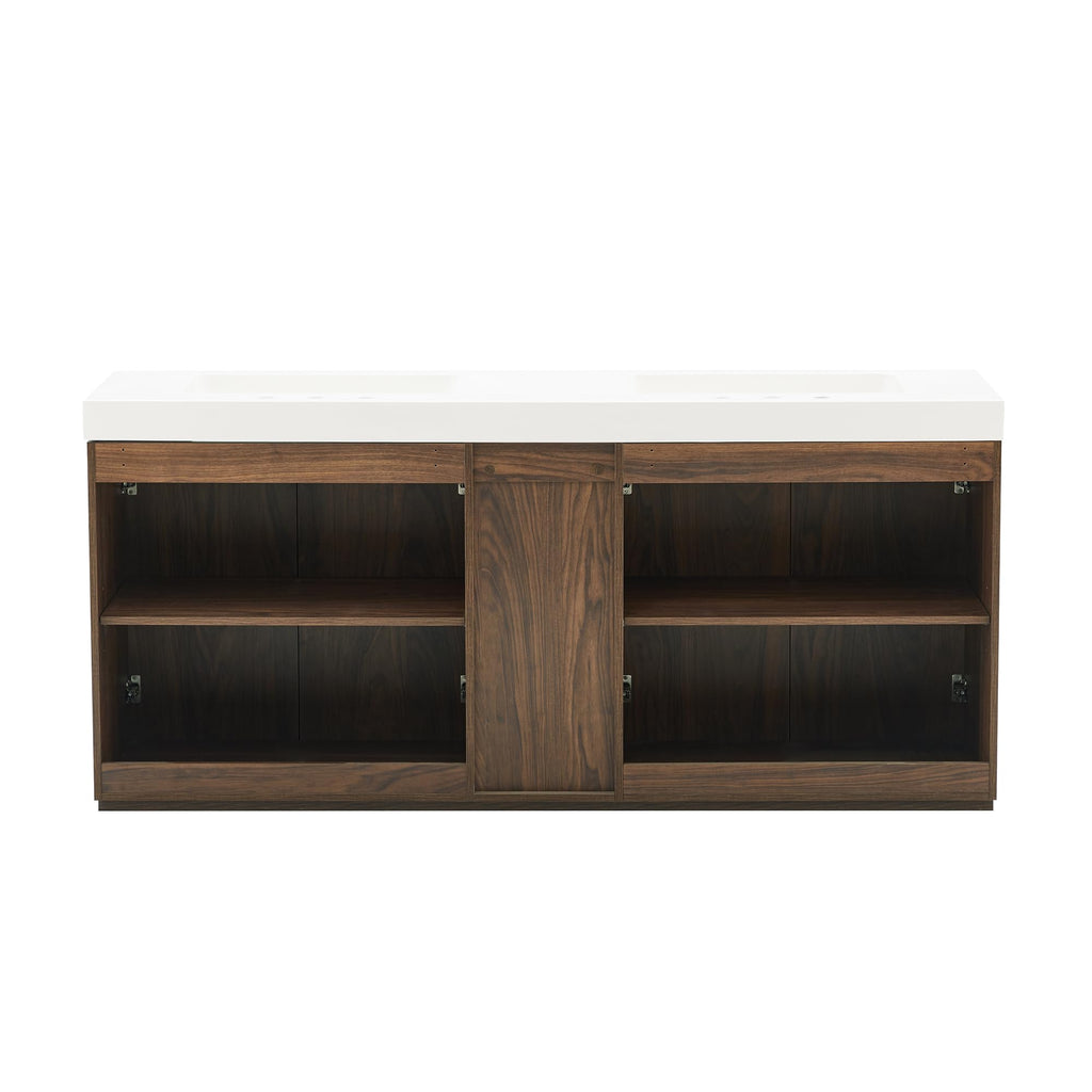36â Modern Bathroom Vanity with Black Sink, Smoked Brown