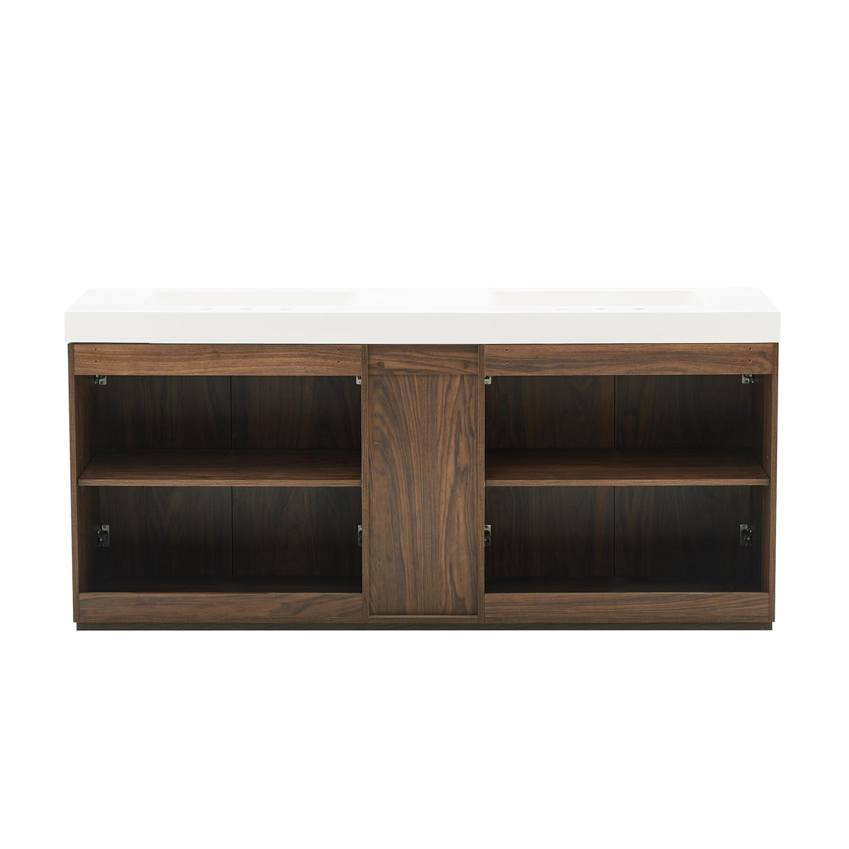 36â Modern Bathroom Vanity with Black Sink, Smoked Brown