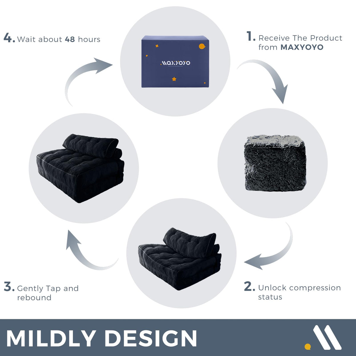 MAXYOYO Folding Sofa Bed, Convertible Chair Bed with Pillow