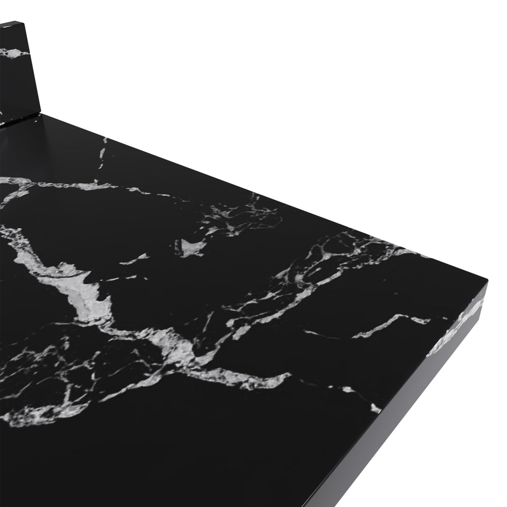 ARIEL Hepburn 60-inch Bathroom Vanity with Sink,Solid Wood, 1.5-inch Carrara White Quartz Countertop & Backsplash, Single Rectangular Porcelain Sink, 2 Soft Closing Doors, 9 Dovetail Drawers, Black