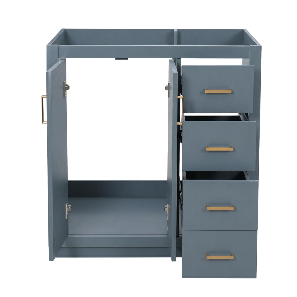 30 Inch Green Bathroom Vanity with Sink & Gold Handles,Light Luxury