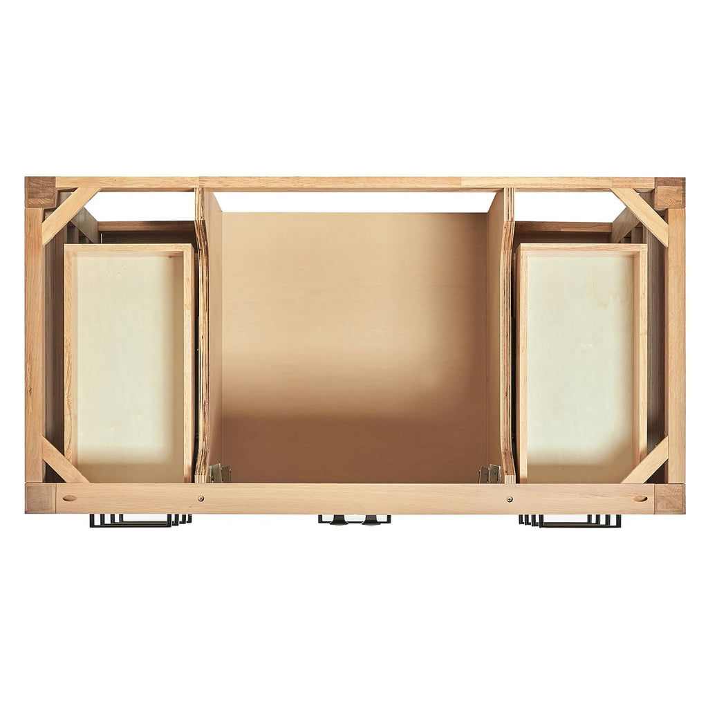 DKB Beckford 42-Inch White Bathroom Vanity with Sink, Solid Wood Base Cabinet, 1.5" White Quartz Countertop, Rectangular Sink, 2 Soft Closing Doors, 9 Drawers
