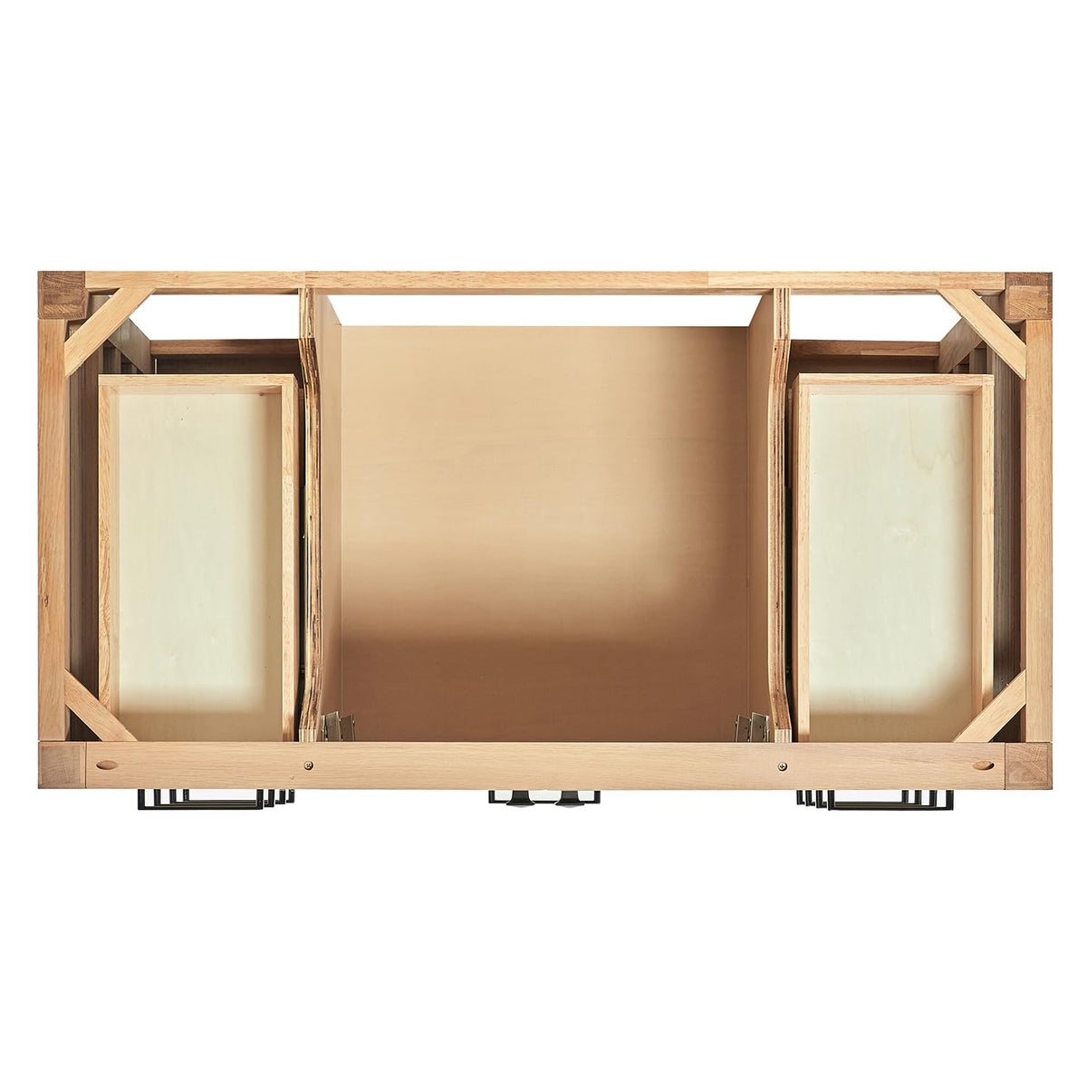 DKB Beckford 42-Inch White Bathroom Vanity with Sink, Solid Wood Base Cabinet, 1.5" White Quartz Countertop, Rectangular Sink, 2 Soft Closing Doors, 9 Drawers