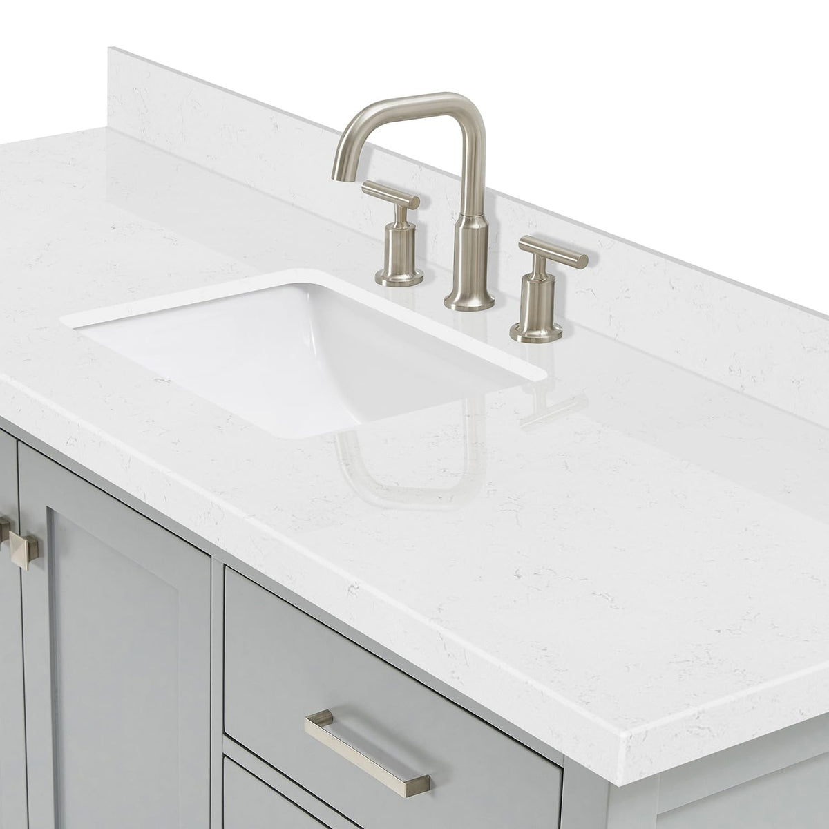 ARIEL Cambridge 66-inch Bathroom Vanity with Sink,Solid Wood, 1.5-inch Italian Carrara Marble Countertop, Single Rectangular Porcelain Sink, 2 Soft Closing Doors, 9 Dovetail Drawers, Midnight Blue