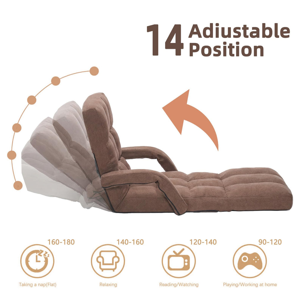Adjustable Floor Gaming Chair with Footrest, 14-Position Backrest