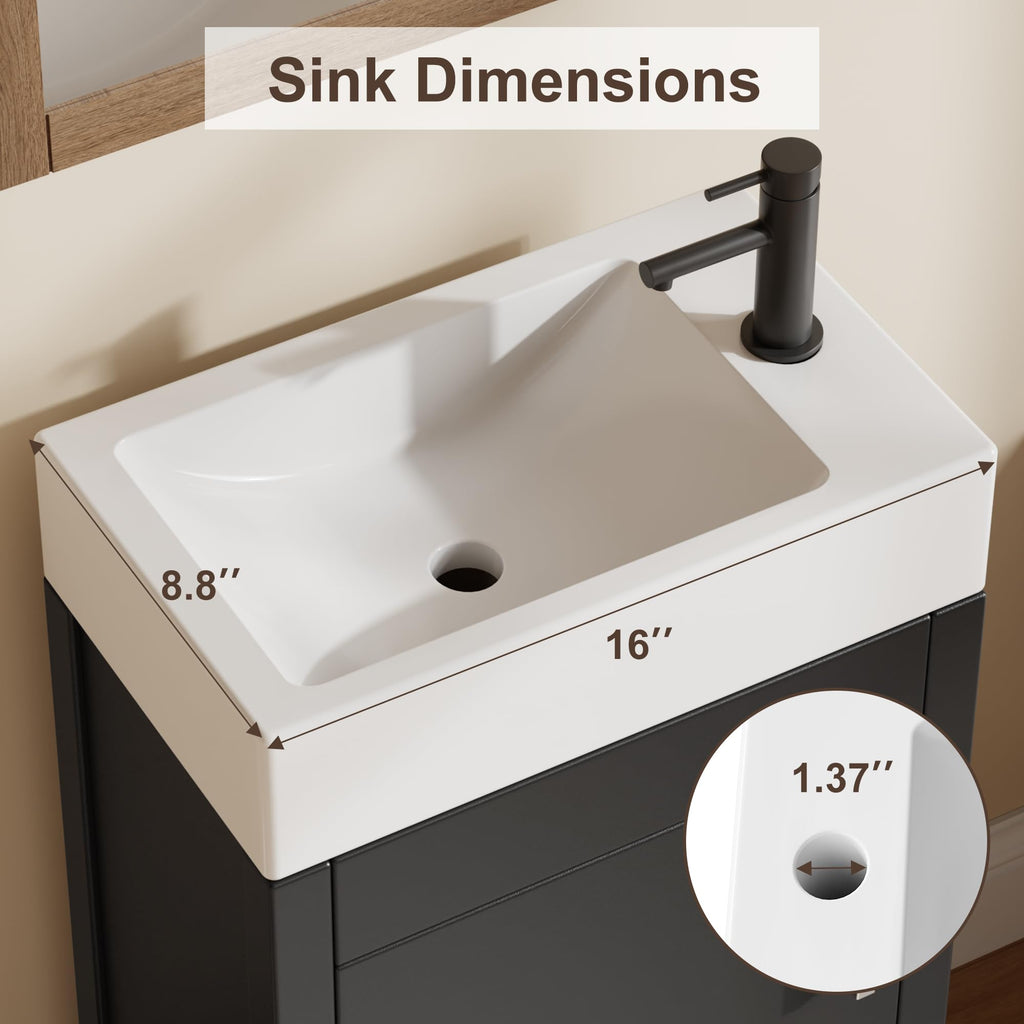 Garvee 24" Bathroom Vanity with Sink, Freestanding Bathroom Cabinet
