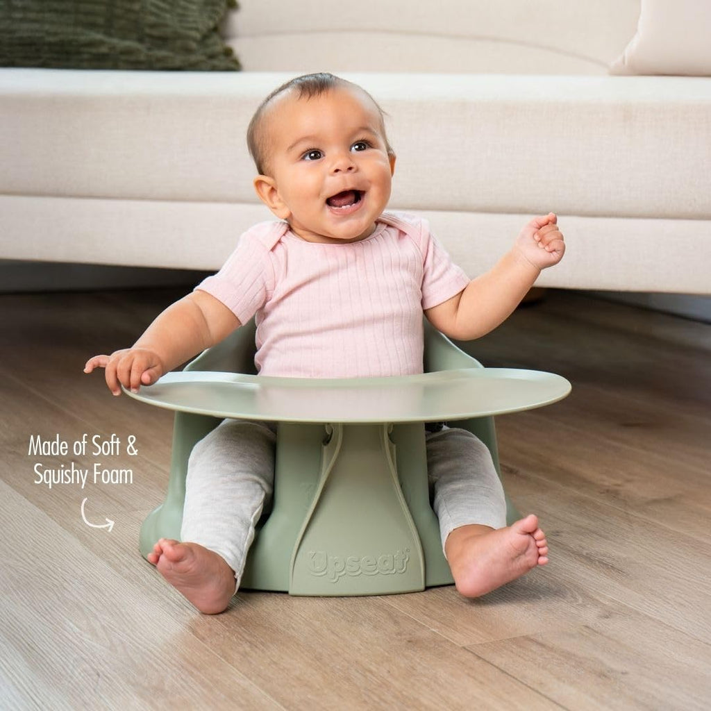 Upseat â The Original Ergonomic Baby Floor & Booster Seat with Tray, Developed with Physical Therapists for Upright Posture & Healthy Hip Development, 4â24 Months, Extra-Large Tray (Sage)