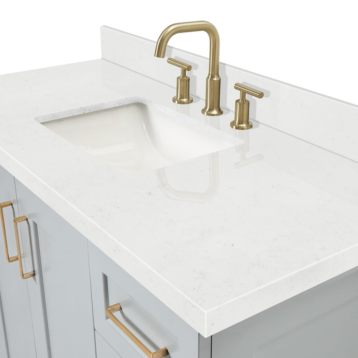 DKB Emilia 48-Inch Bathroom Vanity with Sink â Midnight Blue Single Sink Bathroom Vanity, 1.5" Edge Carrara Quartz Countertop, Solid Wood, 2 Soft Closing Doors, 9 Dovetail Drawers