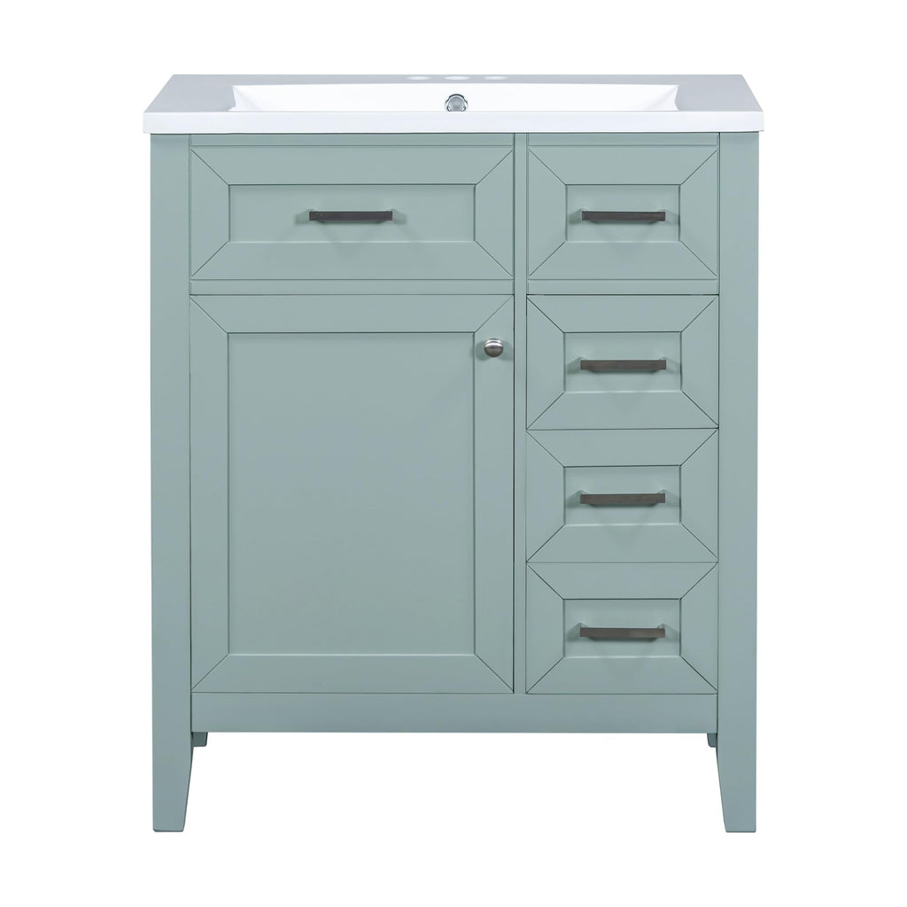 36 Inch Bathroom Vanities with Undermount Ceramic Sink, Storage Cabinet with Soft Closing Doors and Three Drawers, Solid Wood Frame, Natural Wood