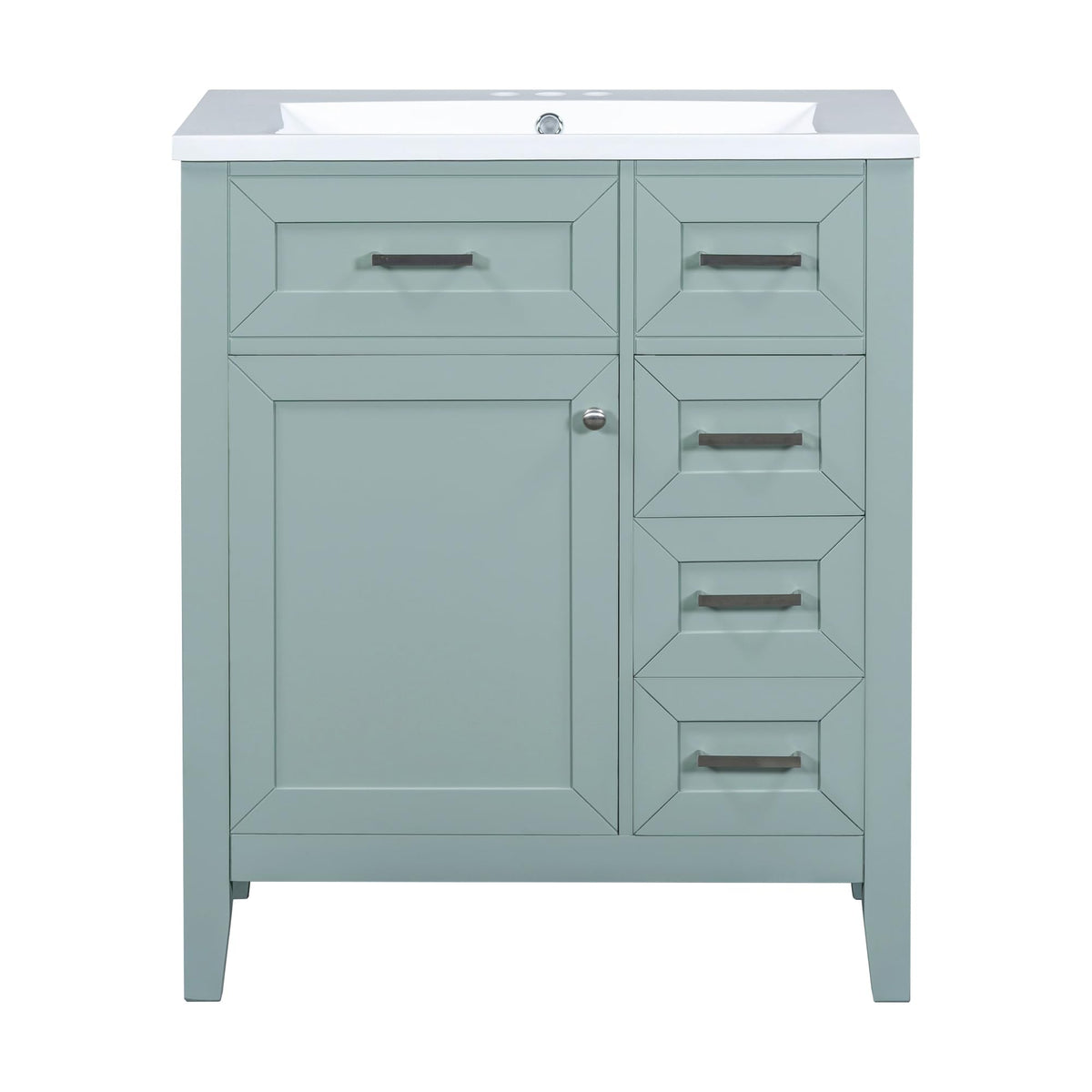 36 Inch Bathroom Vanities with Undermount Ceramic Sink, Storage Cabinet with Soft Closing Doors and Three Drawers, Solid Wood Frame, Natural Wood