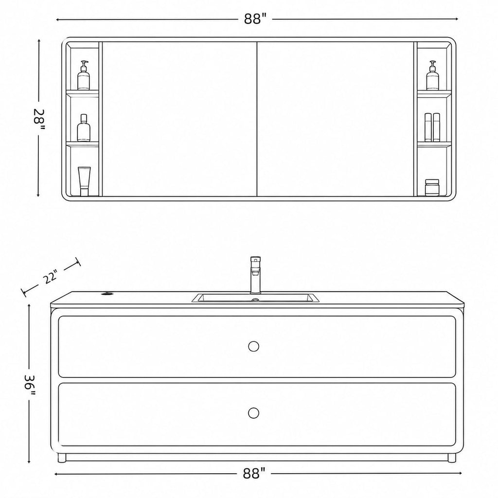 62 IN Freestanding Single Sink Bathroom Vanity with LED Storage Mirror