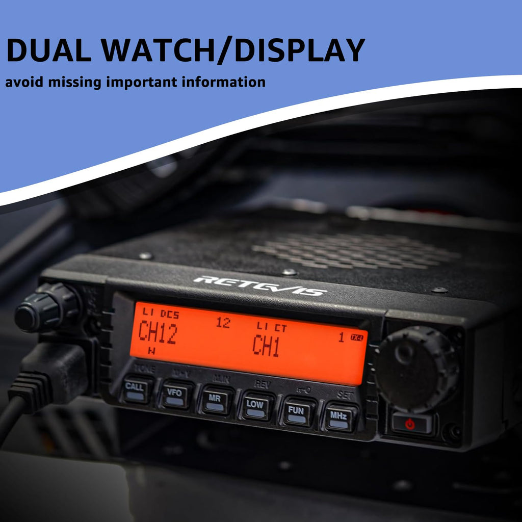 Retevis RA87 GMRS Mobile Radio, High Power Mobile Transceiver Base Station