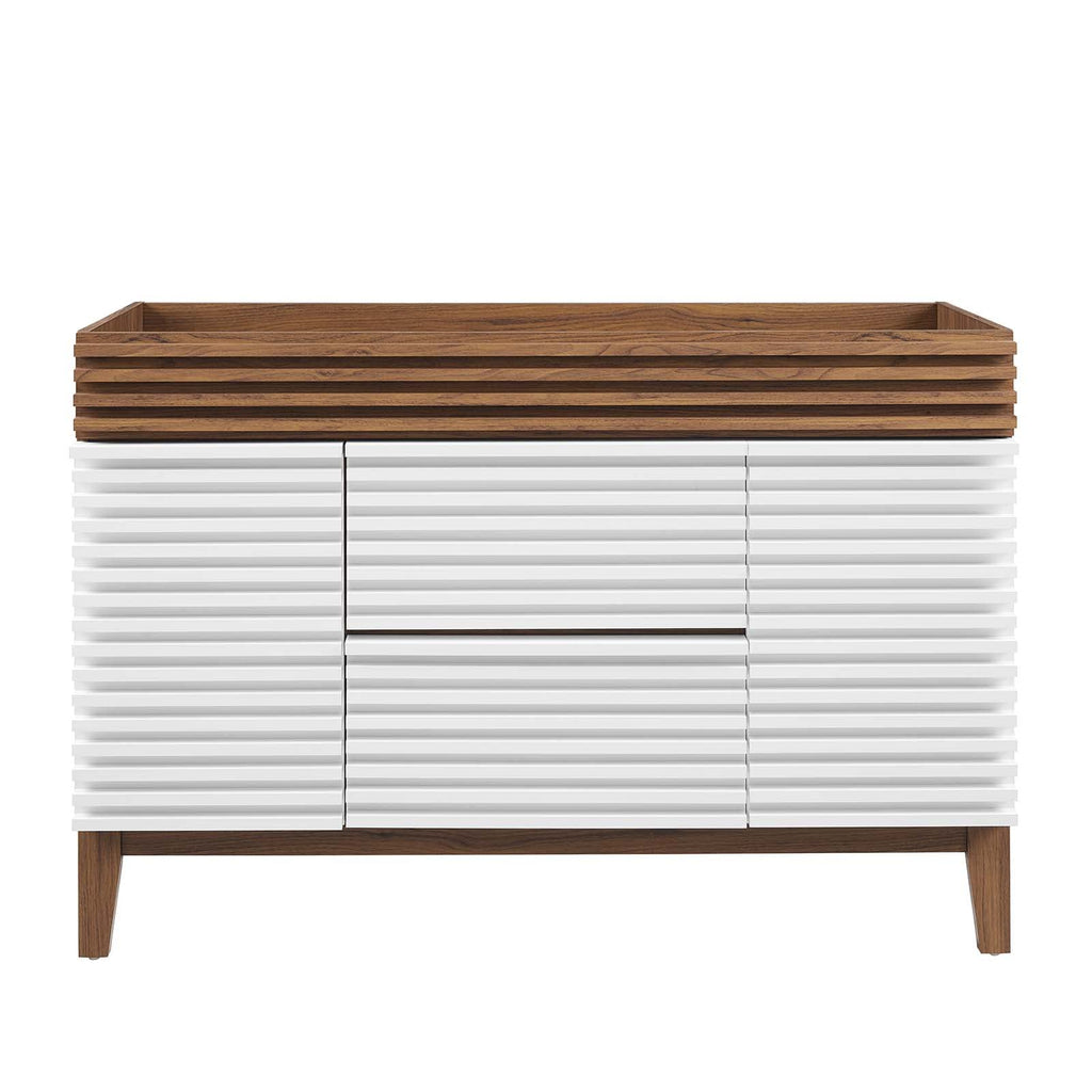 Modway Render Mid-Century Bathroom Vanity With Sink in Walnut White,24 Inch