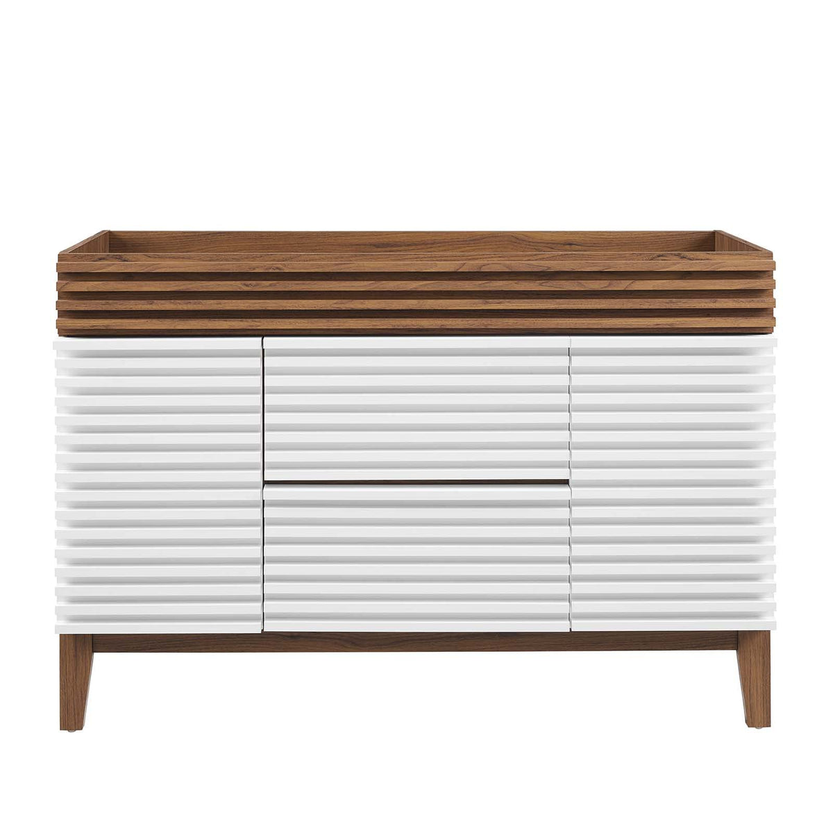 Modway Render Mid-Century Bathroom Vanity With Sink in Walnut White,24 Inch
