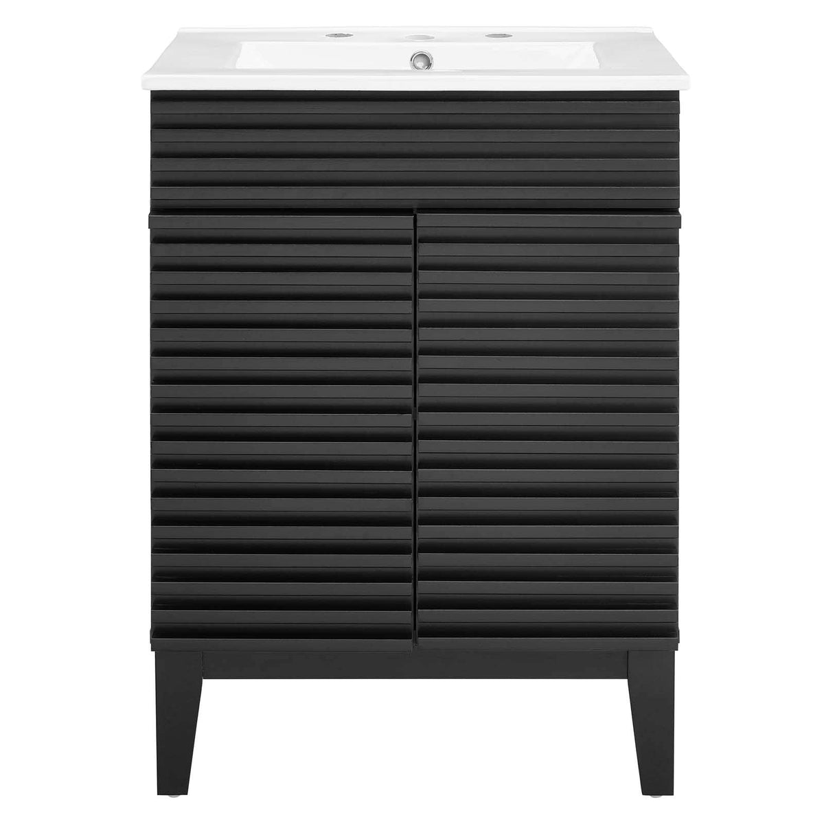 Modway Render Mid-Century Bathroom Vanity With Sink in Walnut White,24 Inch