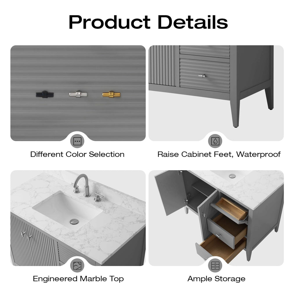 Vanity Art 84 inch Bathroom Vanity with Double Sink & Ceramic Top, Vanity Cabinet with Soft-Closing Door, Solid Wood Frame, Linear Pattern, Walnut, Golden Brushed Handware,Vintage Green