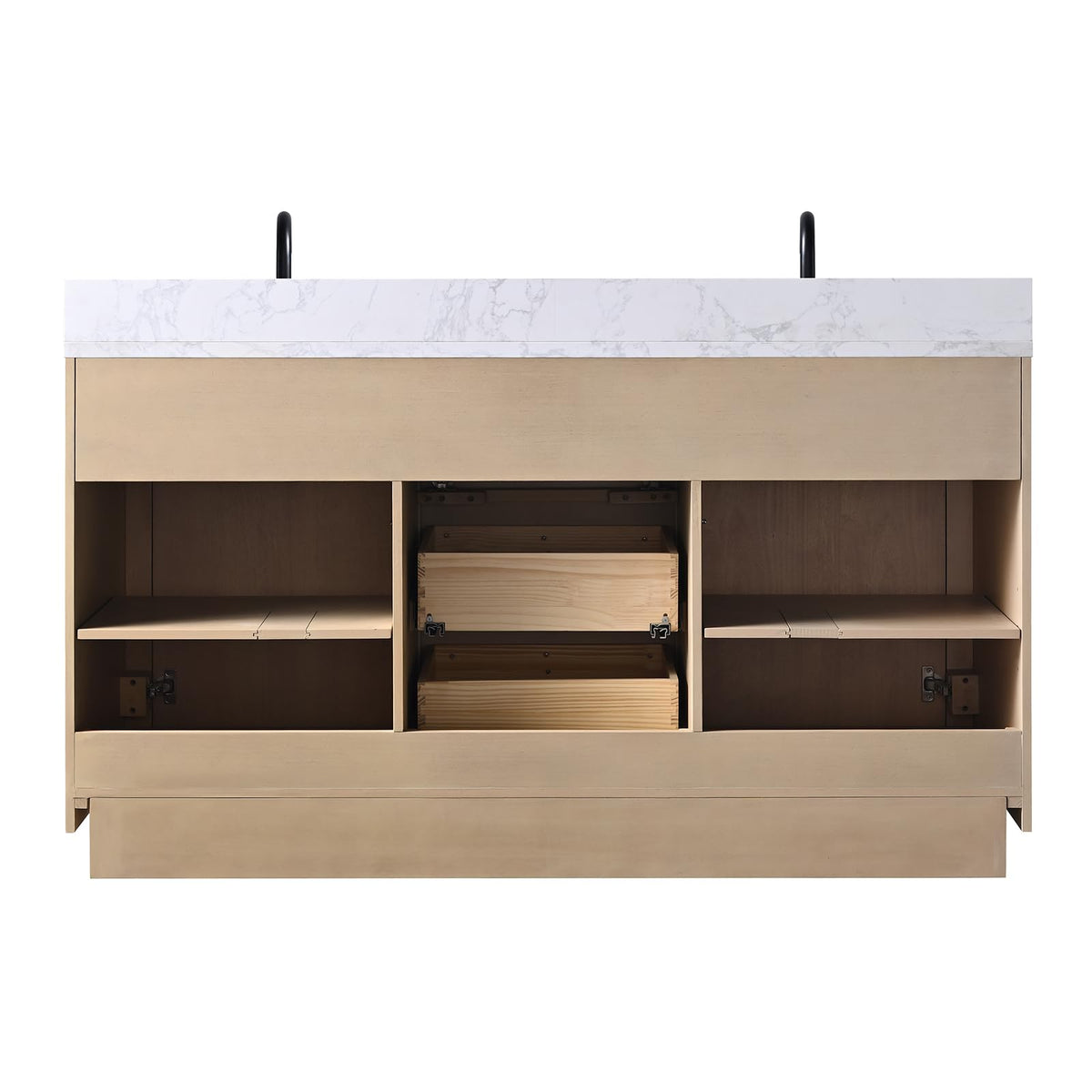 HOMEBEYOND 72" Bathroom Vanity with Double Sink & Ceramic Top, MDF Material Vanity Cabinet with Basin Combo, Soft-Closing Doors, Removable Shelf, Backsplash, Tan