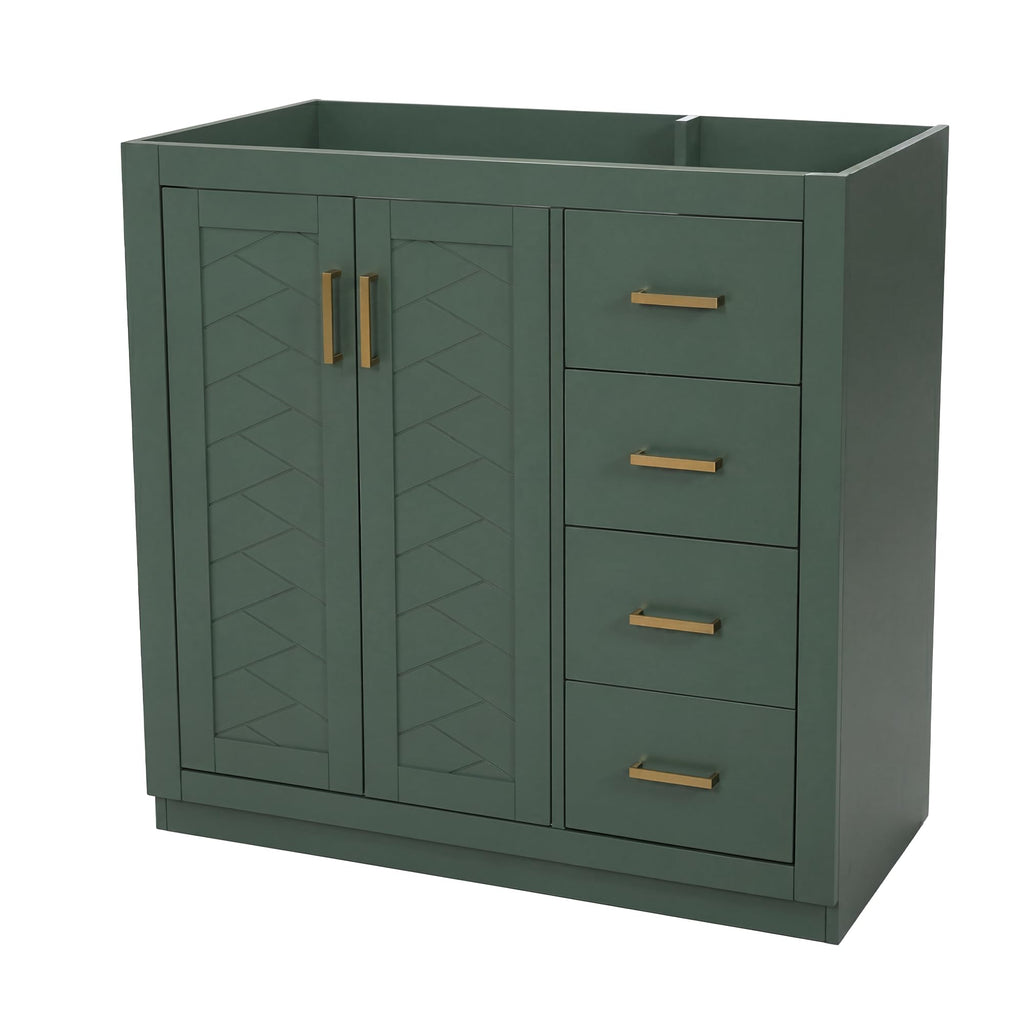 30 Inch Green Bathroom Vanity with Sink & Gold Handles,Light Luxury