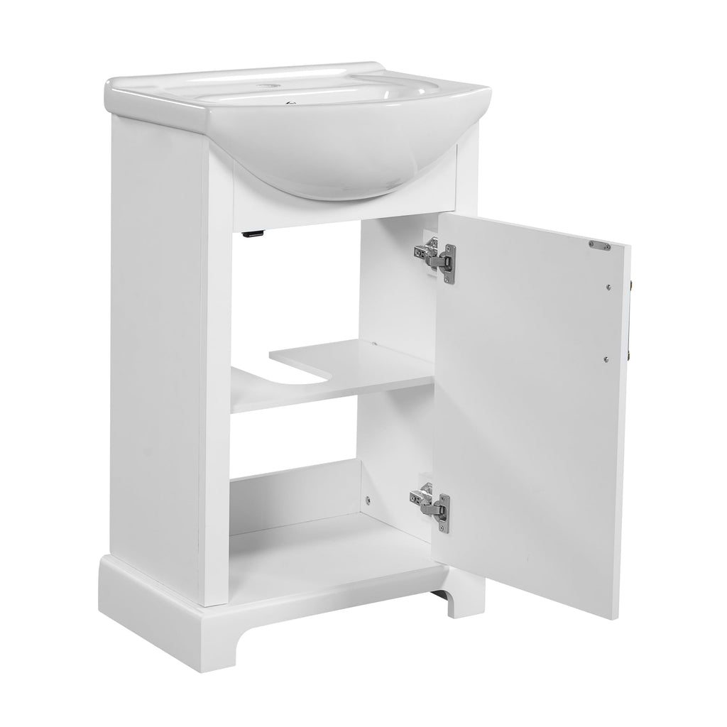 YOPTO 20" Bathroom Vanity with Ceramic Sink, French Style, Black