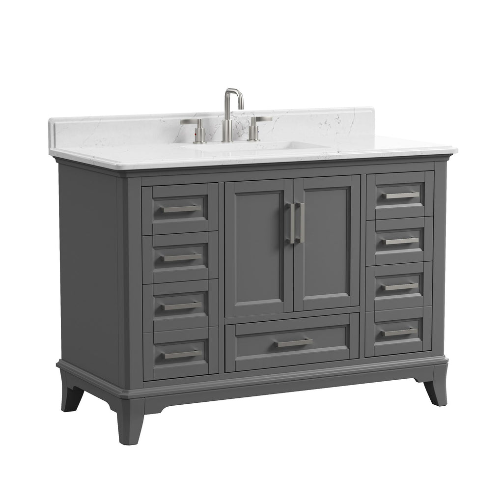 42 Inch Bathroom Vanity with Sink, Pre Assembled, White