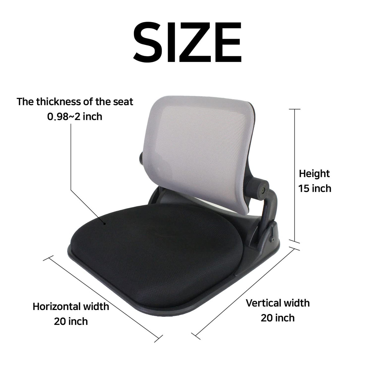 Patented Floor Chair with Back Support - Foldable Orthopedic Floor Chair for Adults/Children - Japanese Legless Seat for Meditation, TV, Pelvic Adjustment - Recliner with Back Support (Black)