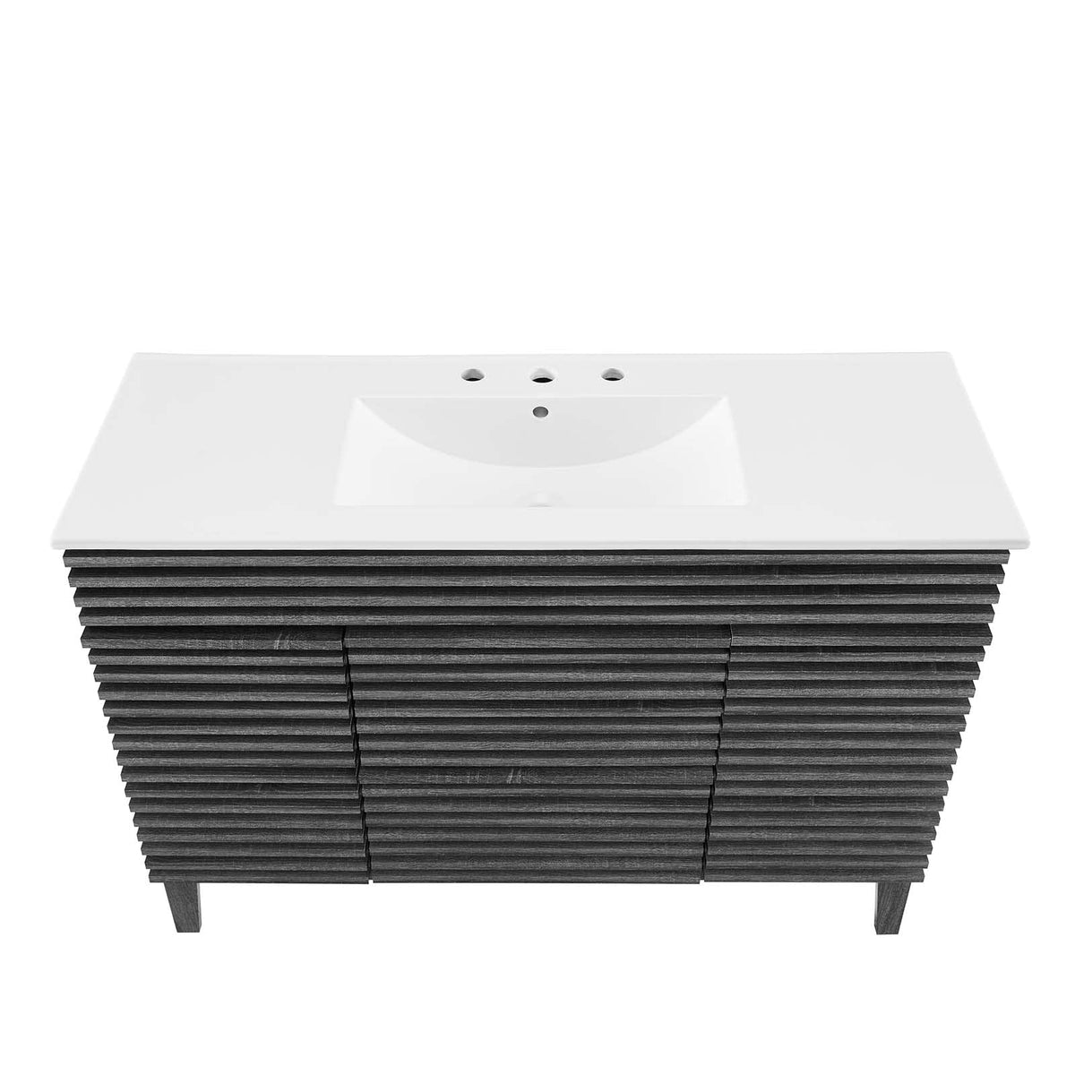 Modway Render Mid-Century Bathroom Vanity With Sink in Walnut White,24 Inch