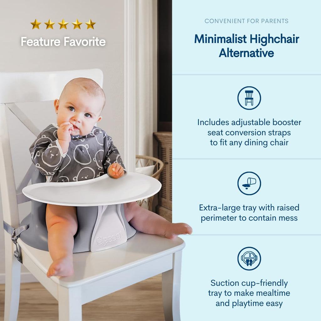 Upseat â The Original Ergonomic Baby Floor & Booster Seat with Tray, Developed with Physical Therapists for Upright Posture & Healthy Hip Development, 4â24 Months, Extra-Large Tray (Sage)