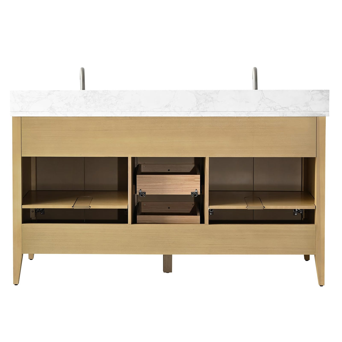 Vanity Art 84 inch Bathroom Vanity with Double Sink & Ceramic Top, Vanity Cabinet with Soft-Closing Door, Solid Wood Frame, Linear Pattern, Walnut, Golden Brushed Handware,Vintage Green