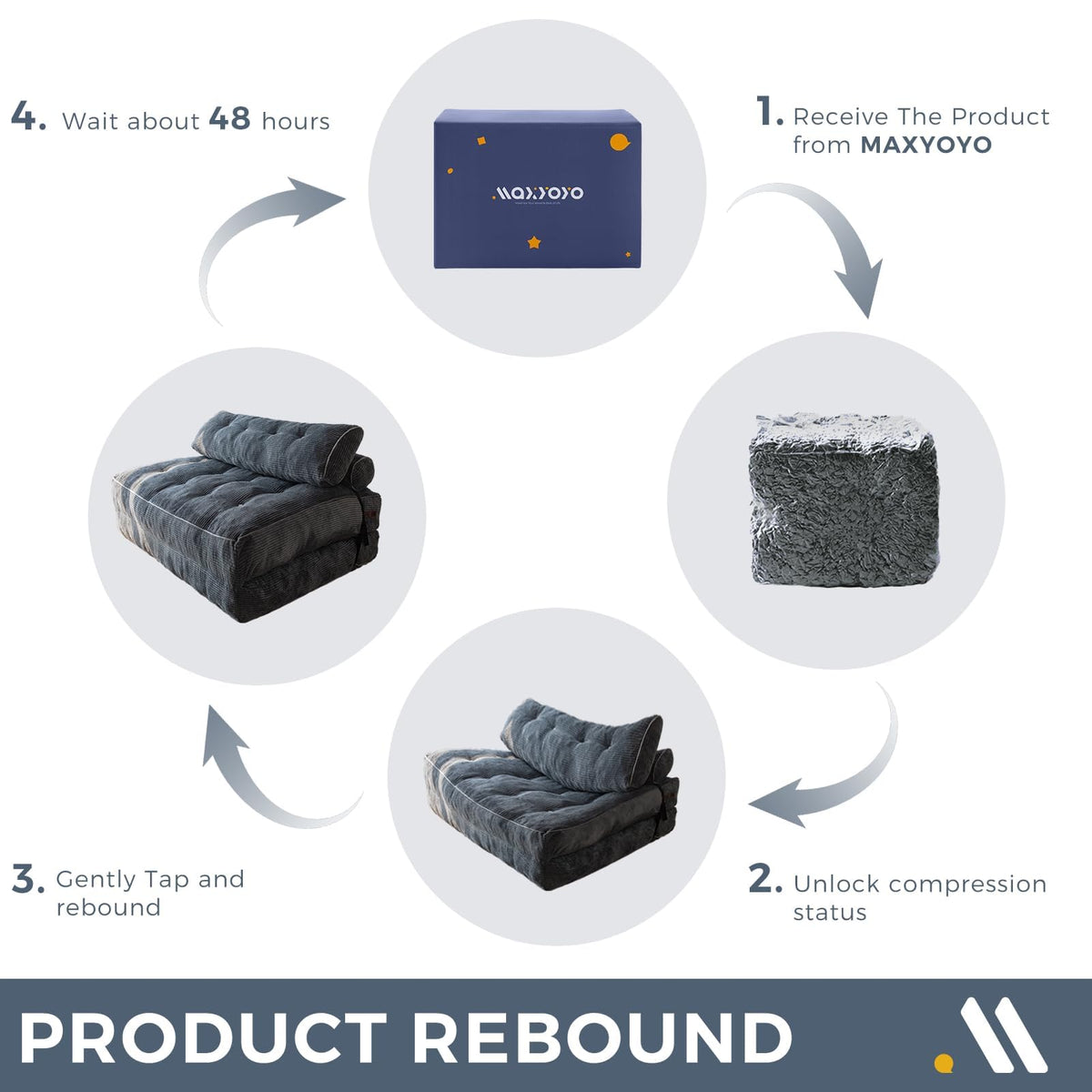 MAXYOYO Folding Sofa Bed, Convertible Chair Bed with Pillow