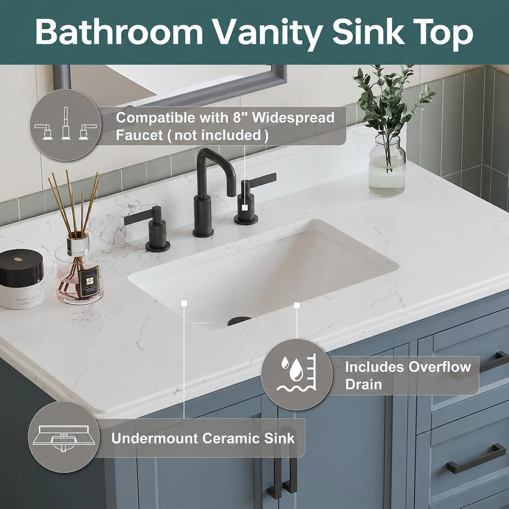 60 Inch Bathroom Vanity Double Sink, Steel Blue