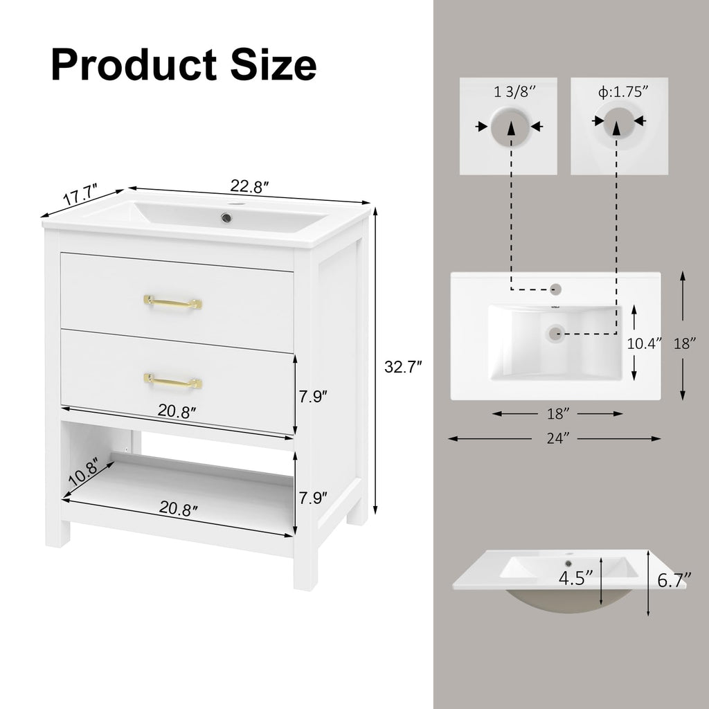 30" Bathroom Vanity with Sink, Sliding Barn Door & 3 Drawers