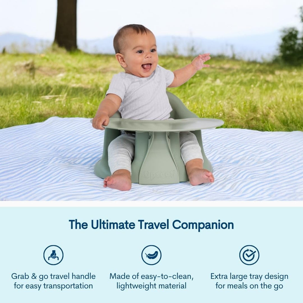 Upseat â The Original Ergonomic Baby Floor & Booster Seat with Tray, Developed with Physical Therapists for Upright Posture & Healthy Hip Development, 4â24 Months, Extra-Large Tray (Sage)