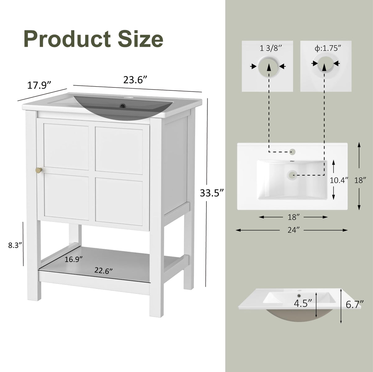 30" Bathroom Vanity with Sink, Sliding Barn Door & 3 Drawers