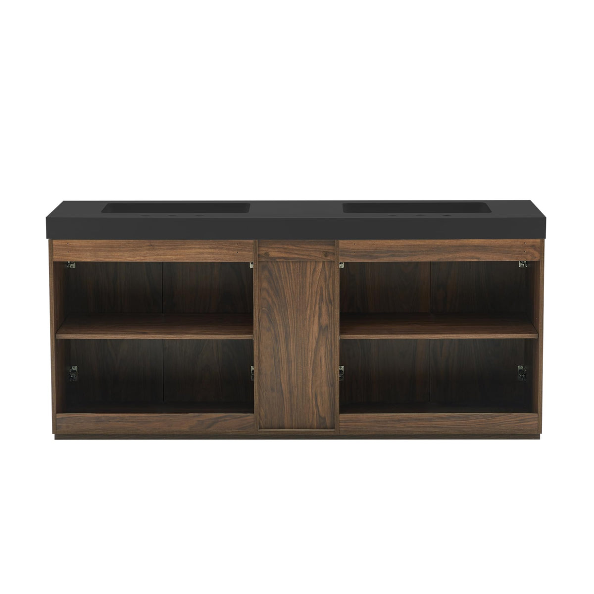 36â Modern Bathroom Vanity with Black Sink, Smoked Brown
