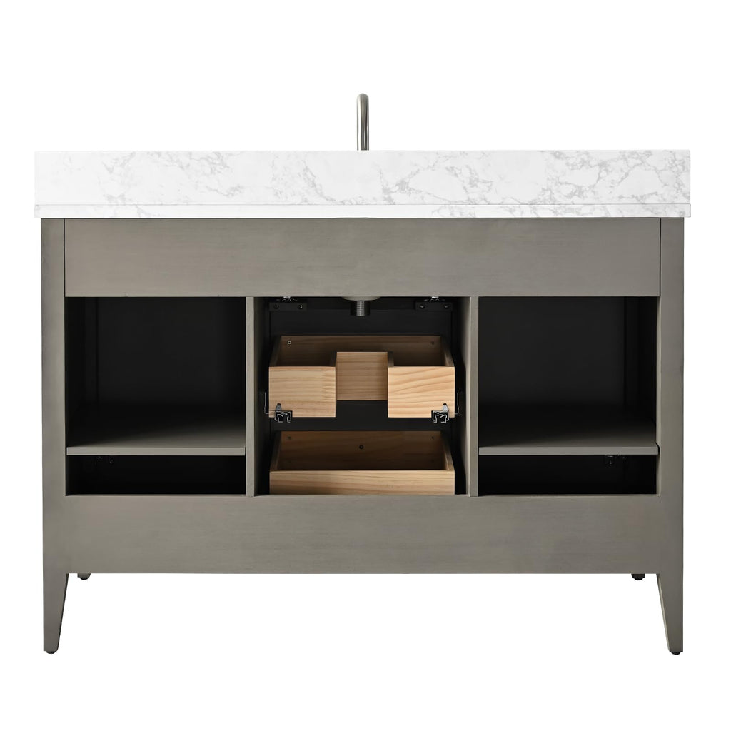 Vanity Art 84 inch Bathroom Vanity with Double Sink & Ceramic Top, Vanity Cabinet with Soft-Closing Door, Solid Wood Frame, Linear Pattern, Walnut, Golden Brushed Handware,Vintage Green