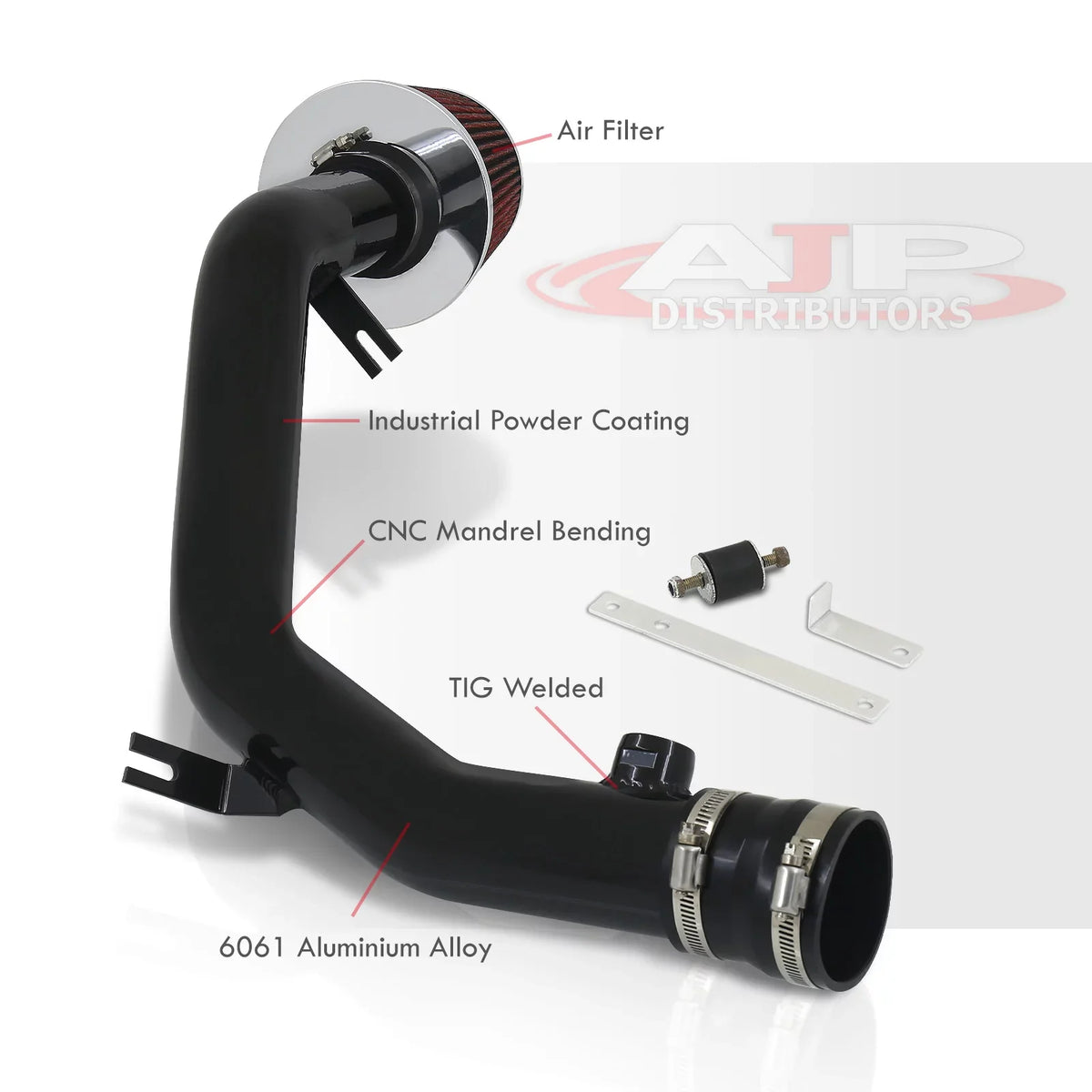 AJP Distributors Cold Air Intake CAI Induction System Kit Black Aluminum Channel Piping + Filter Compatible/Replacement For Volkswagen VW Golf GTI Jetta VR6 2.8L 12V 1998 1999 2000 2001 2002 2003 2004