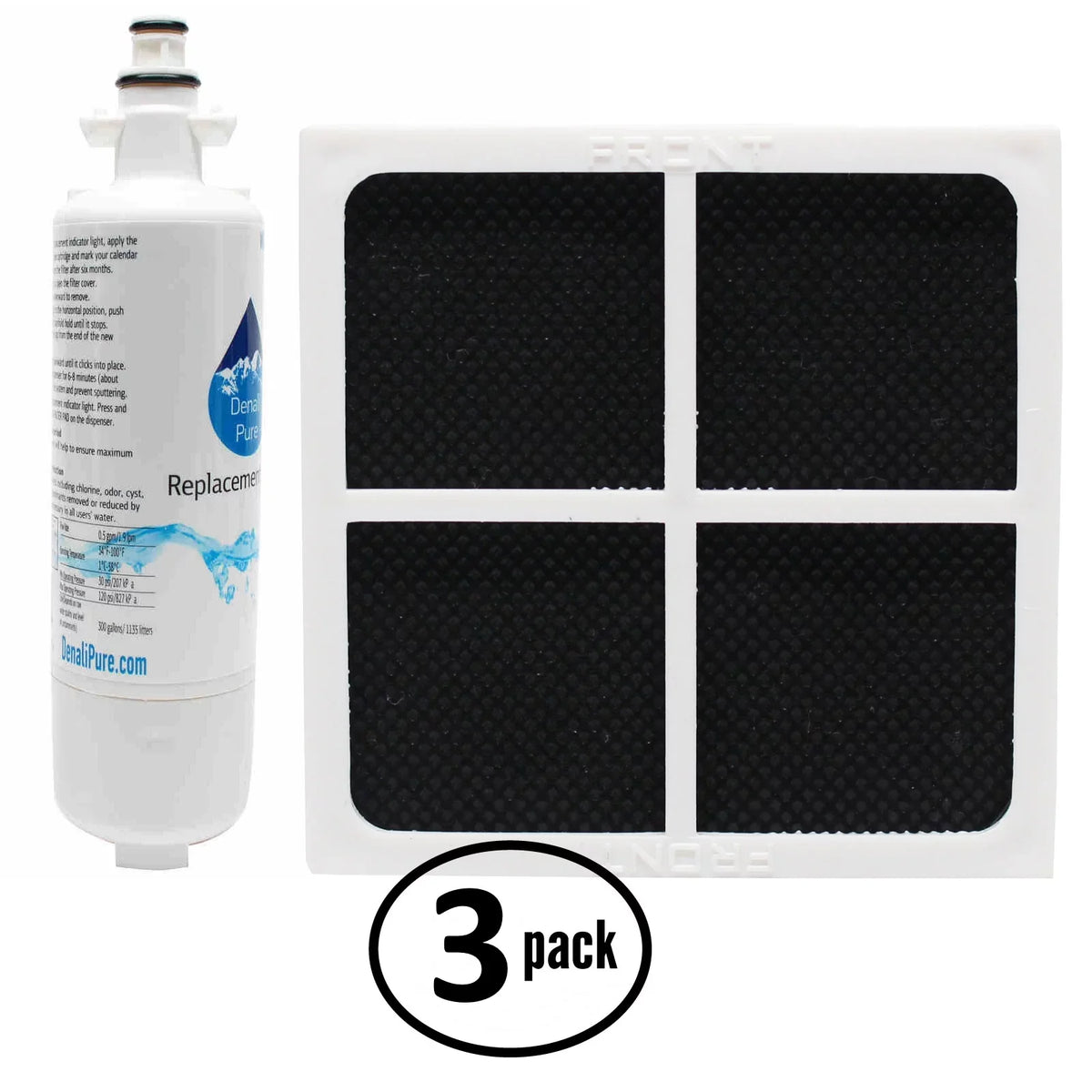 3-Pack Replacement for Kenmore 79572052110 Refrigerator Liquid & Air Filter Kit - Compatible with Kenmore LT700P & LT120F Fridge Filter