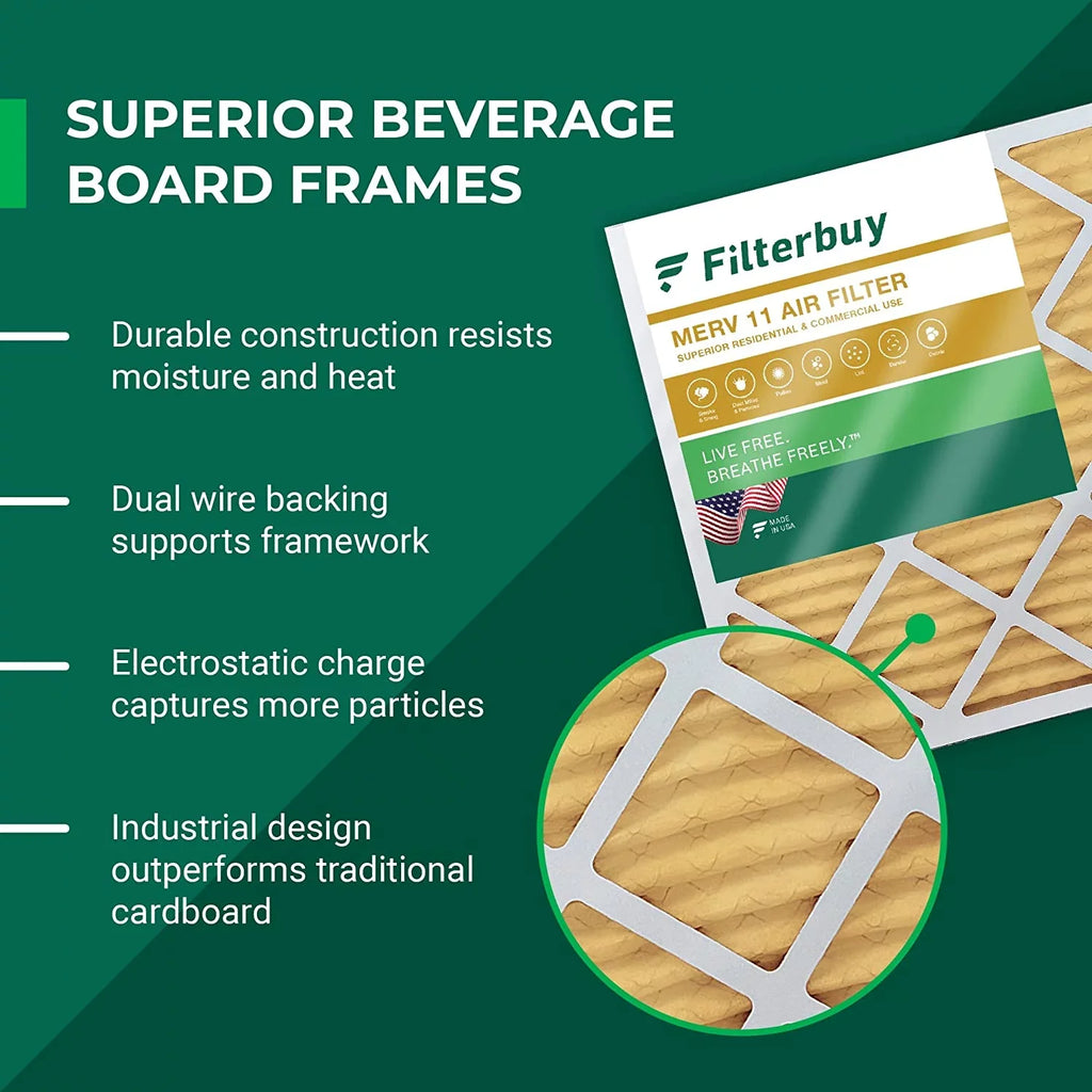 Filterbuy 20x25x5 MERV 11 Pleated HVAC AC Furnace Air Filters for Trion Air Bear, Generalaire, Skuttle, and Ultravation (3-Pack)