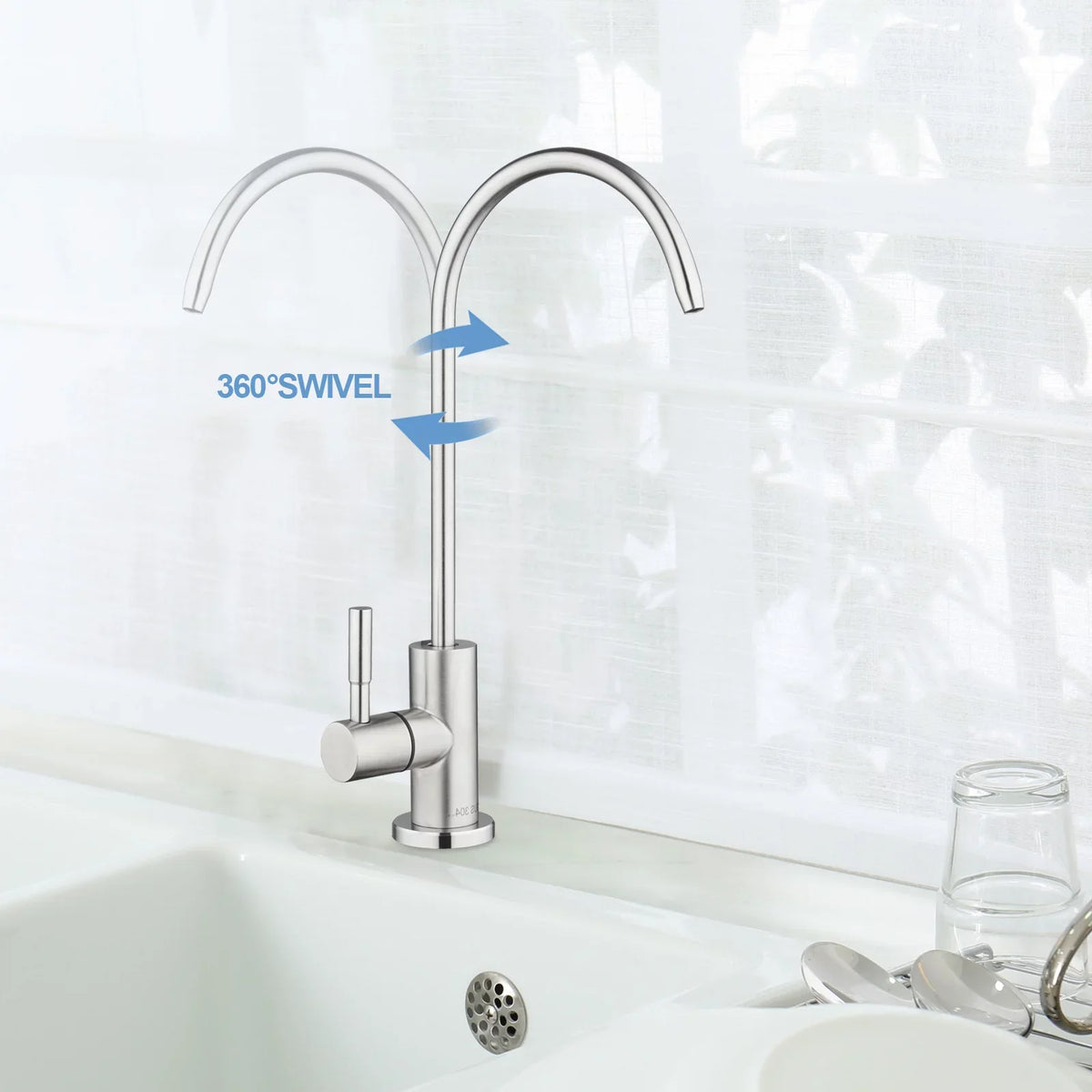 Kitchen Liquid Filter Faucet(2022NEW)100% Lead-Free Drinking Liquid Faucet Fits Most Reverse Osmosis Units or Liquid Filtration System in Non-Air Gap, Stainless Steel 304 Body(Brushed Nickel)