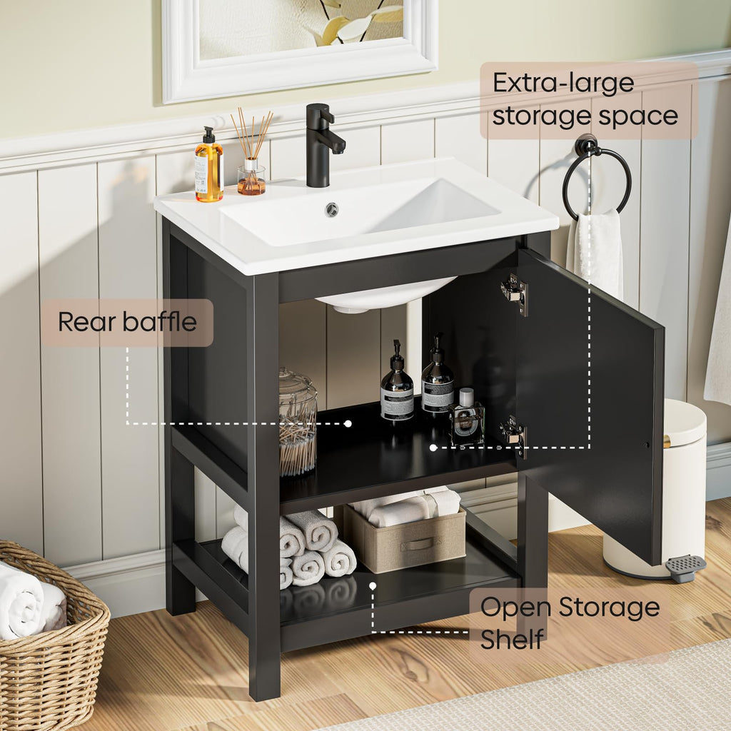 30" Bathroom Vanity with Sink, Sliding Barn Door & 3 Drawers