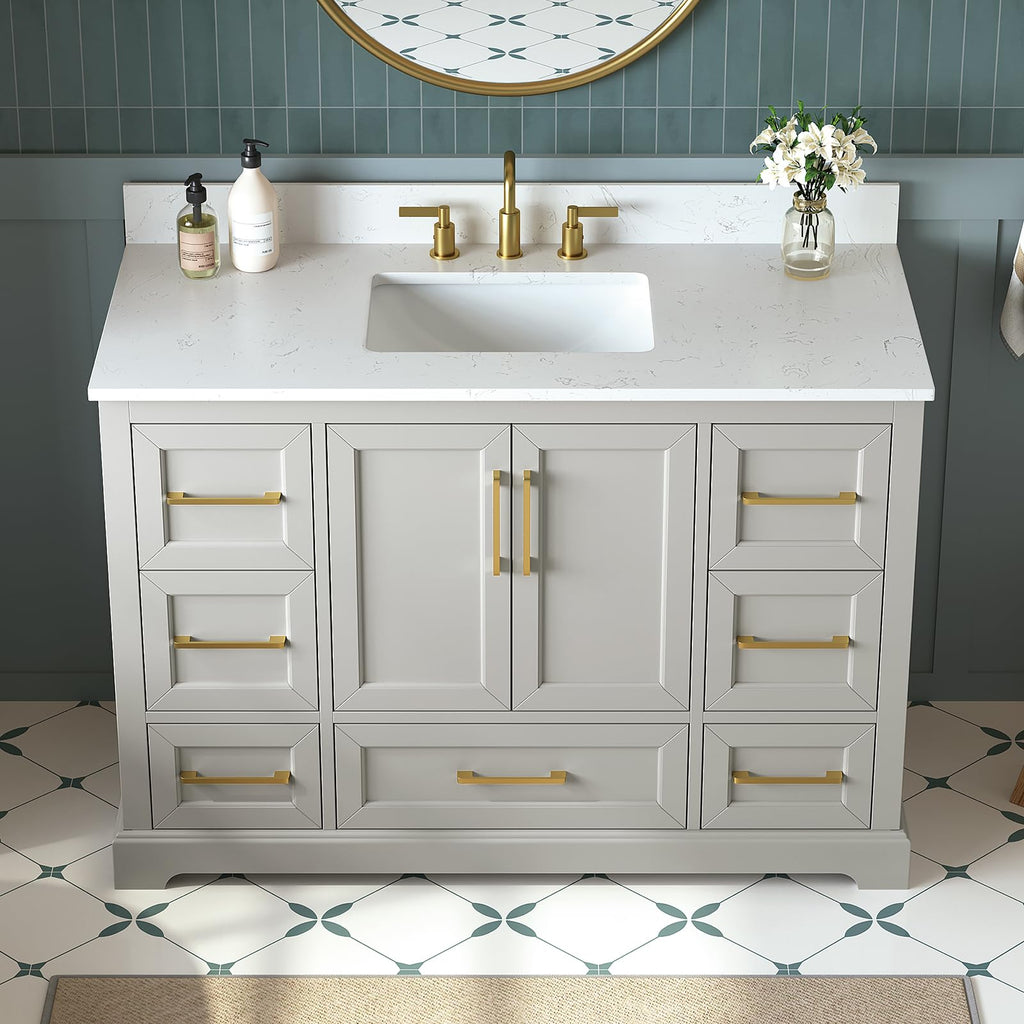 60 Inch Bathroom Vanity with Double Sink Combo, Greige